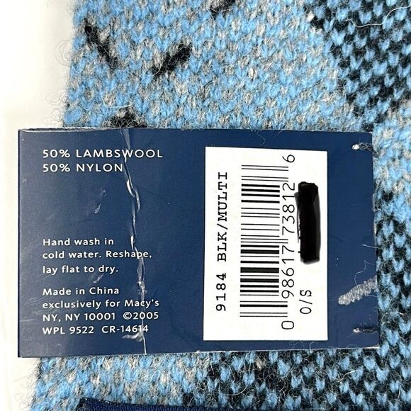 NWT Club Room Wool Blend Blue Gray Argyle Long Chunky Scarf Men’s Women’s - Picture 10 of 11